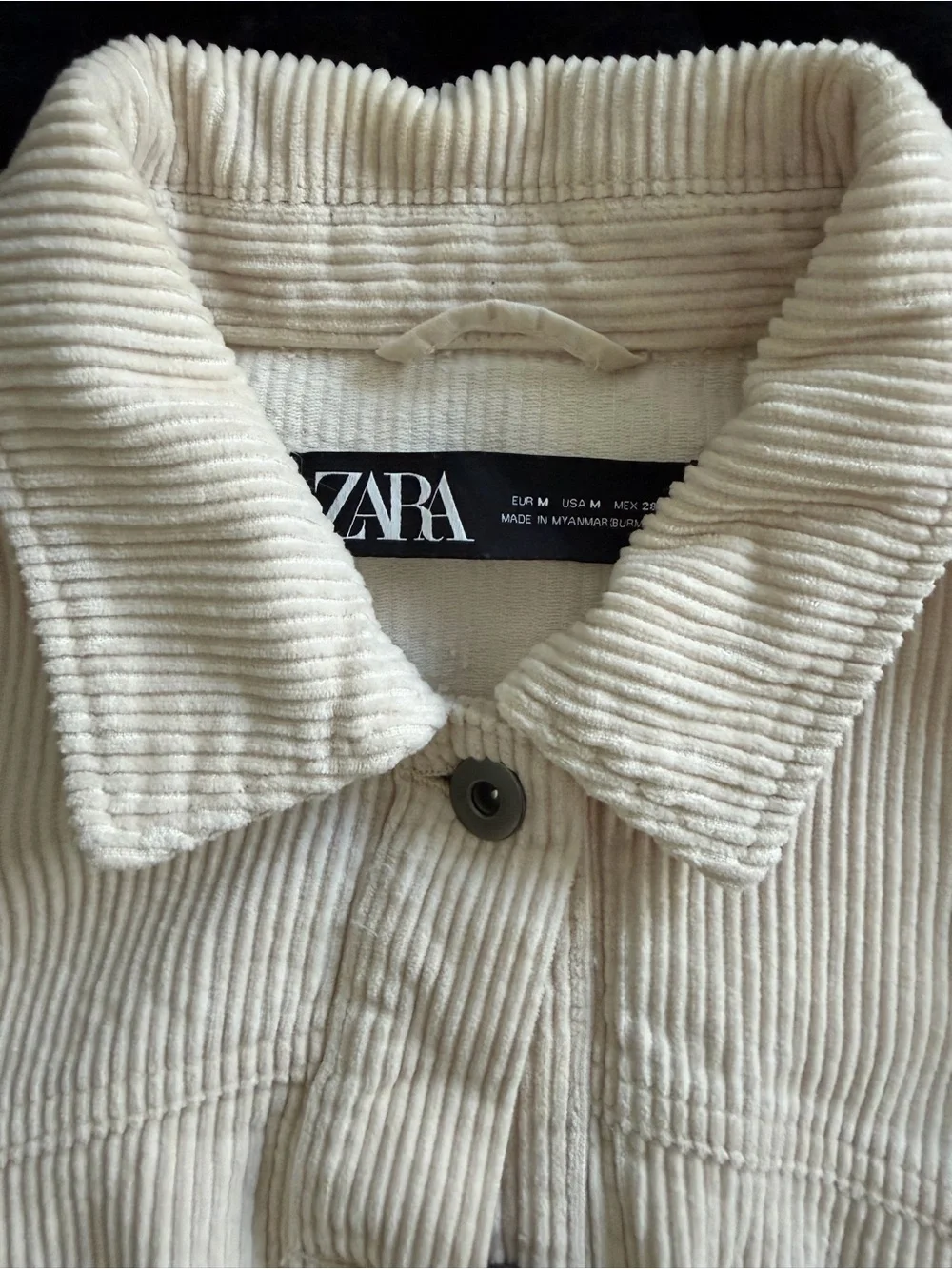 Zara Cream Corduroy Button-Up Jacket
